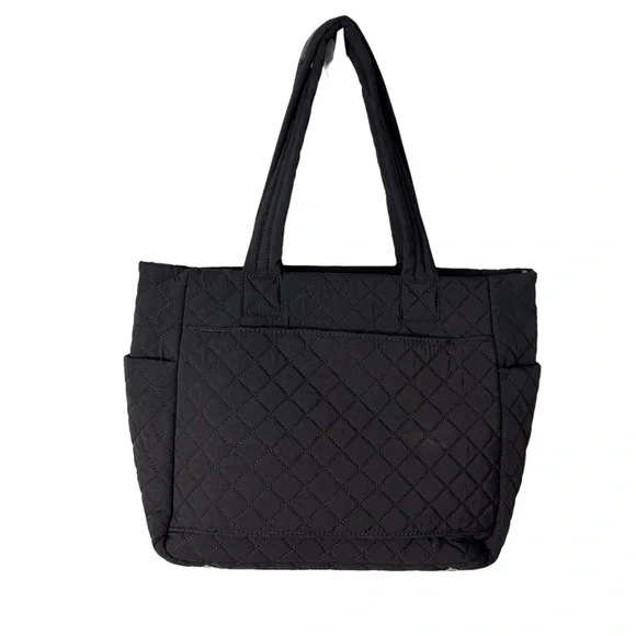Saint + Sofia Marina Quilted Shopper Bag Black Travel Bag Internal Bag Straps - Picture 4 of 12